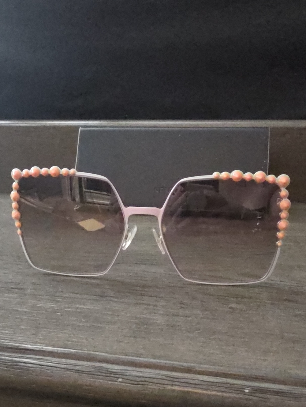 Fendi Pink Beaded Oversized Sunglasses